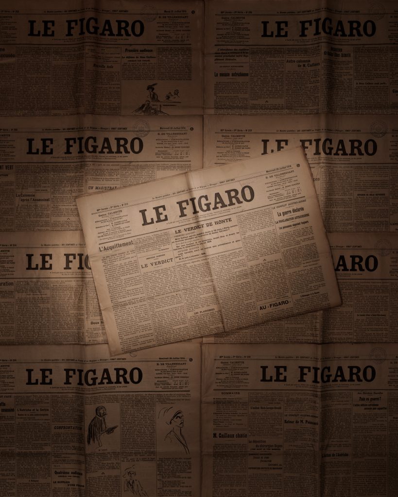 Le Figaro July 1914, 2025, Inkjet pigment print, 50 x 40 cm, Edition of 3 + 1AP
